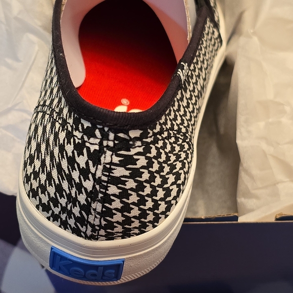 Black and White Houndstooth Slip-On Sneakers - Picture 2 of 5